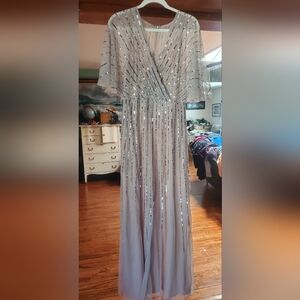 Elegant Silver Sequin Gown